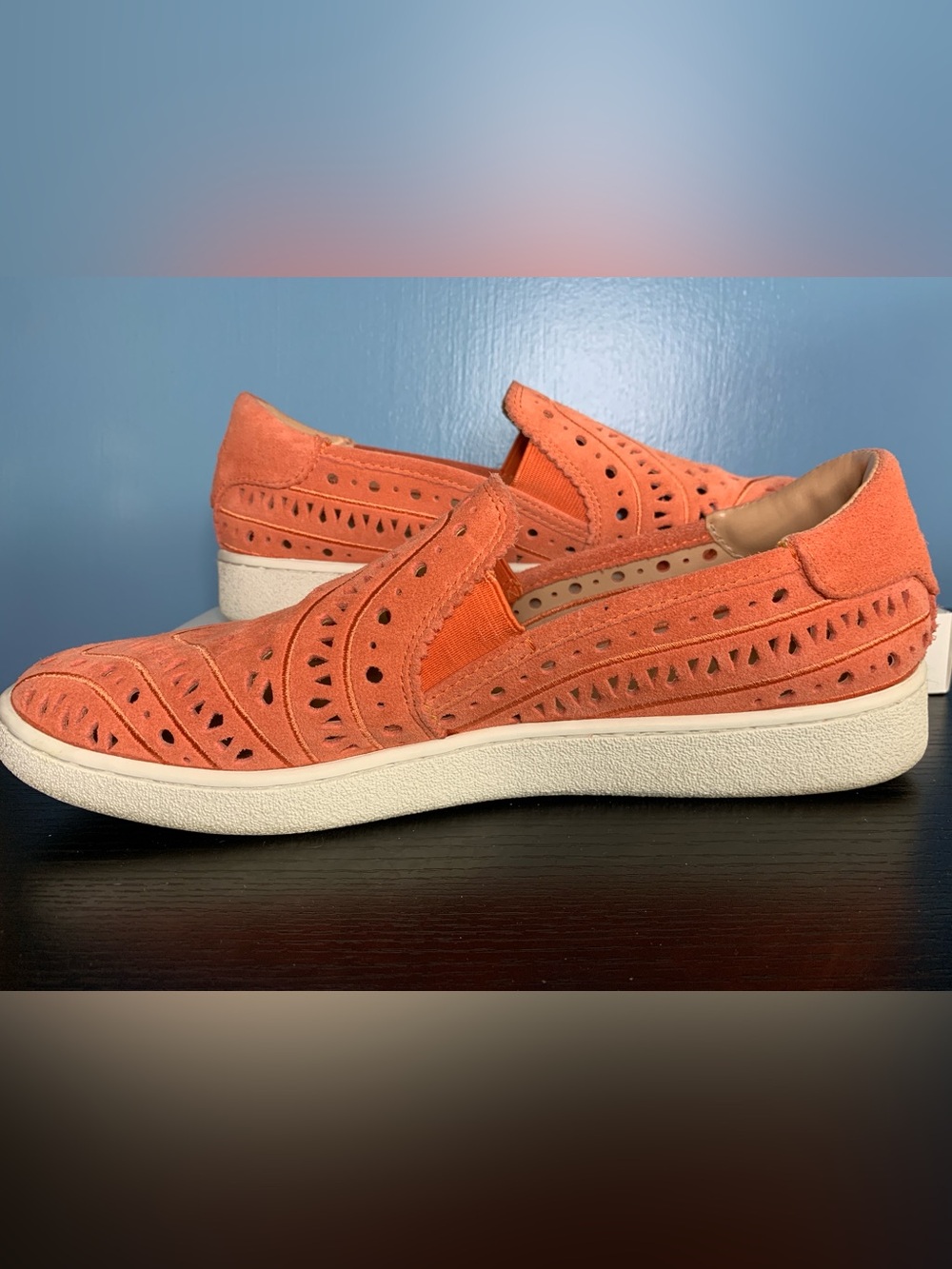 UGG Coral Suede Laser-Cut Slip-On Sneaker Flats